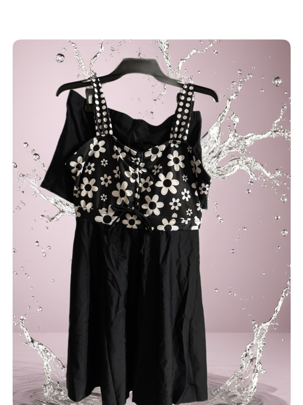 Black and White Patterned 2-piece Swimsuit